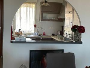 利勒魯斯的住宿－Appartement T3 Les eucalyptus，厨房配有水槽和台面
