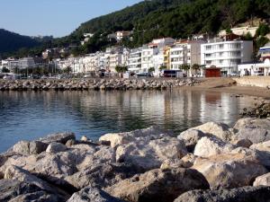 een groep rotsen aan de kust van een strand bij Trill Mirasol B estudio 1a linea mar in L'Estartit