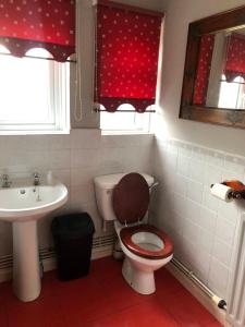 a bathroom with a toilet and a sink at The Brougham House in Bath