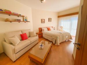 sala de estar con cama y sofá en Ofir Beach Flat en Esposende