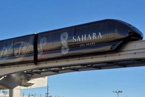 a train on top of a bridge at SAHARA Las Vegas in Las Vegas