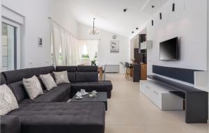 a living room with a couch and a tv at 5 Bedroom Beautiful Home In Kujici in Hreljići
