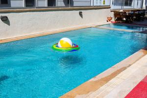 a swimming pool with a toy in the water at Siriusmi Hotel in Çeşme