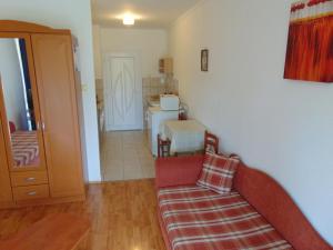 salon z kanapą i kuchnią w obiekcie Jókai Apartmanok w Balatonfüred