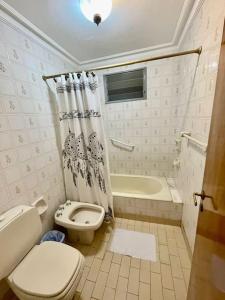 a bathroom with a toilet and a sink and a tub at Moreno House in Corrientes