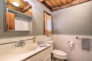 a bathroom with a sink and a toilet at West Cornwall Cabin about 4 Mi to Covered Bridge! in West Cornwall