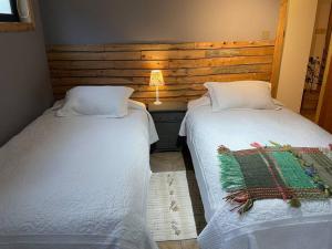 two beds sitting next to each other in a bedroom at Casa Divisadero en la Patagonia in Coihaique