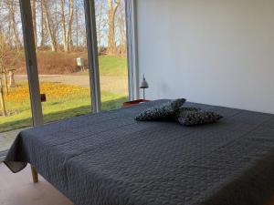 1 cama con 2 almohadas frente a una ventana en Holiday home Thyholm XXVII, en Thyholm