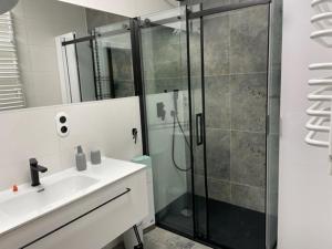 Kúpeľňa v ubytovaní Apartament z ogródkiem + 5 fotografií