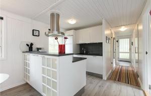 Vester SømarkenにあるCozy Home In Nex With Wifiのキッチン(白いキャビネット、カウンタートップ付)