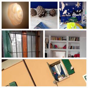 eine Collage mit Bildern verschiedener Gegenstände in einem Raum in der Unterkunft B&B Porte Rosse in Solferino