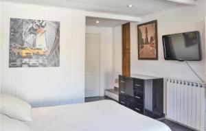 ein Schlafzimmer mit einem Bett und einem TV an der Wand in der Unterkunft Villa Amelie in Saint-Cézaire-sur-Siagne