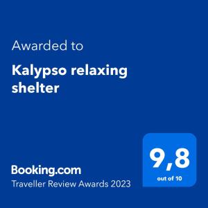 Certifikát, hodnocení, plakát nebo jiný dokument vystavený v ubytování Kalypso relaxing shelter