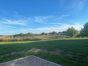 ein großes Grasfeld mit blauem Himmel in der Unterkunft Hus Tina Rügen in Trent
