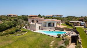 an aerial view of a villa with a swimming pool at Villa Smeralda, with Private Pool in Porto Cervo, Sardinia in Porto Cervo