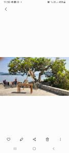 a picture of a picnic table on the beach at Sol poente in Florianópolis