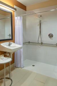 a bathroom with a sink and a shower at Fairfield Inn by Marriott Kalamazoo West in Kalamazoo