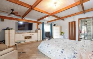 a bedroom with a bed and a tv in a room at 5 Bedroom Beautiful Home In Torre Di Pescopaganoce in Castel Volturno