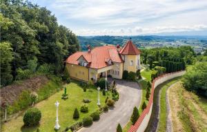 una vista aérea de una casa en una colina en Pet Friendly Home In Sv,kriz Zacretje With Jacuzzi, en Gornja Pačetina