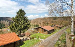 uma vista aérea de uma casa com uma árvore em Stunning Home In Masserberg Ot Fehrenba With Wifi em Fehrenbach