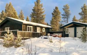 a log cabin in the snow with trees at Amazing Home In Rros With 3 Bedrooms in Røros
