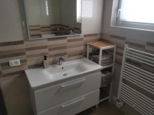 卡維勒的住宿－Apartman Marie，一间带水槽和镜子的浴室
