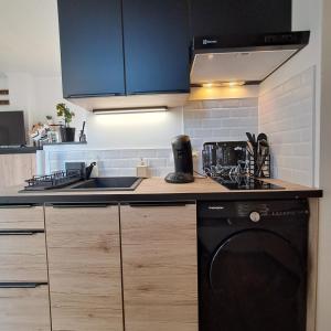Kuchyňa alebo kuchynka v ubytovaní Studio climatisé cosy avec grande piscine chauffée
