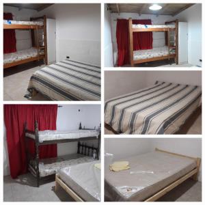 4 fotos de un dormitorio con litera y cama en La Candela en Gualeguaychú