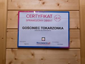Certifikát, ocenenie alebo iný dokument vystavený v ubytovaní Gościniec Tokarzonka