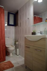 y baño con lavabo y aseo. en Affordable vintage apartment near Fiscardo & Assos en Fiskardo