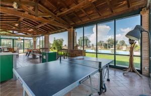 een tafeltennistafel in een kamer met een tafeltennisbal bij Formiconcino in Montebello