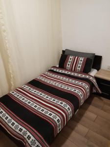 1 cama con 2 almohadas en una habitación en Casa Gina en Arad