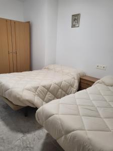 two beds sitting next to each other in a bedroom at Apartamento La Carrera in Adra