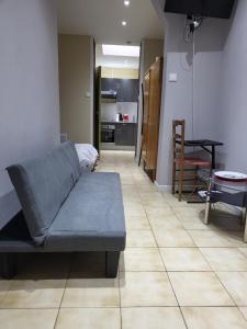 a living room with a couch and a kitchen at STUDIO DONDAINES in Lille