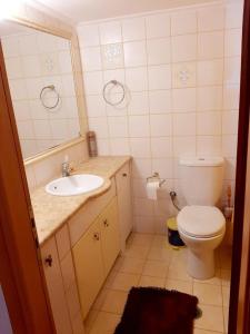 un piccolo bagno con servizi igienici e lavandino di Vasiliki's House Zacharo , 27054 , Ilias a Zacharo