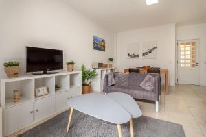 uma sala de estar com uma televisão e um sofá em Arrochela by Home Sweet Home Aveiro em Aveiro