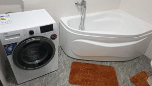 a washing machine next to a toilet and a sink at Luxury apartament in Dudu