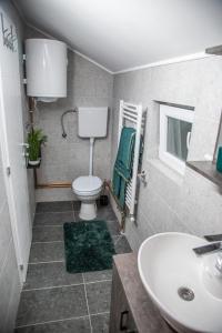 a bathroom with a toilet and a sink at Happy in Pirot