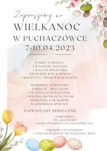 eine Blumeneinladung für eine Hochzeit mit Ostereiern und Blumen in der Unterkunft Willa Puchaczówka in Heudorf