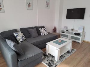uma sala de estar com um sofá e uma mesa de centro em Bibas em Križevci