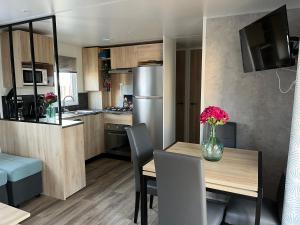 Kuchnia lub aneks kuchenny w obiekcie MH 3 chambres, camping Les Dunes de Contis, Landes
