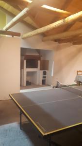 a ping pong table in the middle of a room at Pensiunea Annalisa in Corbeni