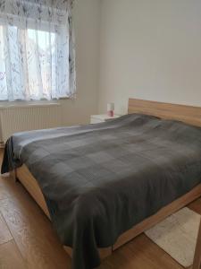 a large bed in a bedroom with a window at Apartment Una in Bjelovar