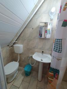 a small bathroom with a toilet and a sink at Casa Caiçara Centro in Paraty