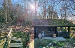 Cabaña pequeña con techo de hierba en el bosque en 1 Bedroom Nice Home In Billdal, en Särö