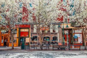 a street with trees in front of a building at Golden Lofts Unit 3 Downtown Traverse City 2bd 2ba in Traverse City