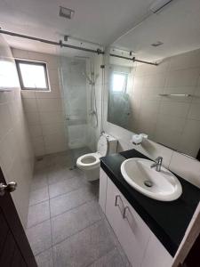 可倫坡的住宿－Fully Furnished Apartment，一间带水槽和卫生间的浴室