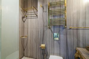 y baño con ducha y aseo. en Gorgeous Studio in Historic Mansion in Beylerbeyi, en Estambul