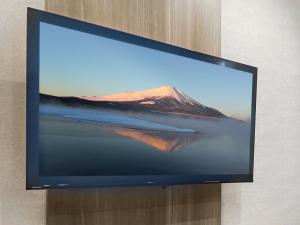 einen Flachbild-TV, der an einer Wand hängt in der Unterkunft Hotel DIAMOND in Tokio