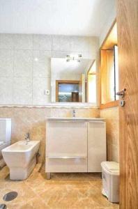 een badkamer met een wastafel en een toilet bij Casa da Boavista Camélias de BastoTurismo Rural in Celorico de Basto